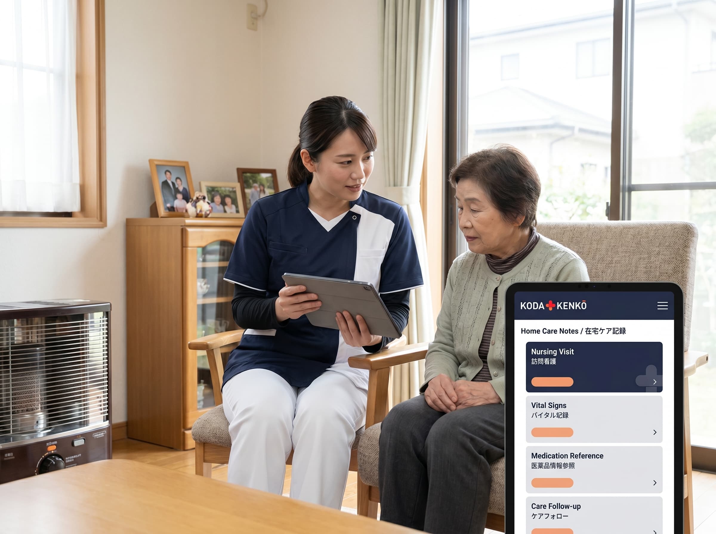 KODA KENKŌ Home Care interface.